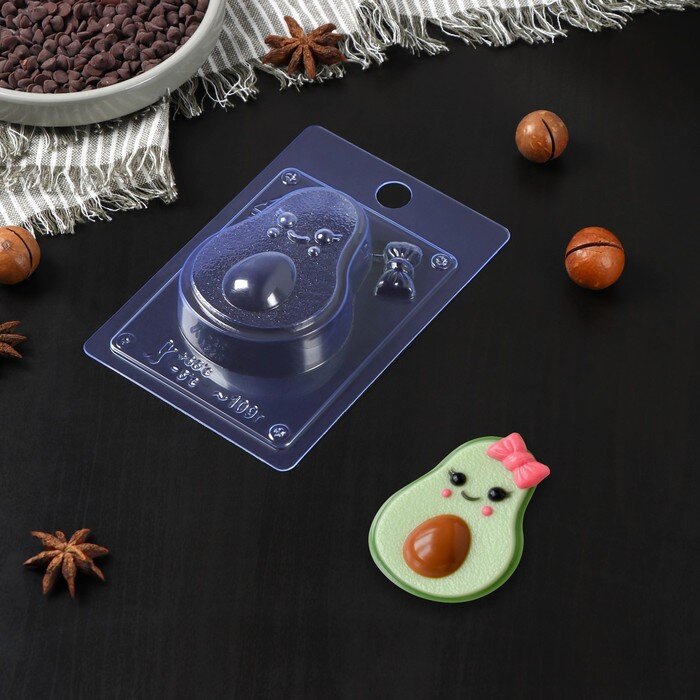 Форма для шоколада и конфет пластиковая «Авокадо», цвет прозрачный.(Россия)(9015)