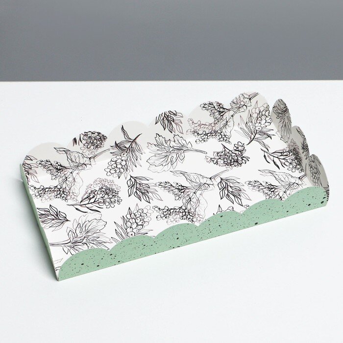 Коробка для кондитерских изделий с PVC крышкой «Грозди», 10,5 × 21 × 3 см.(Китай)(5219)