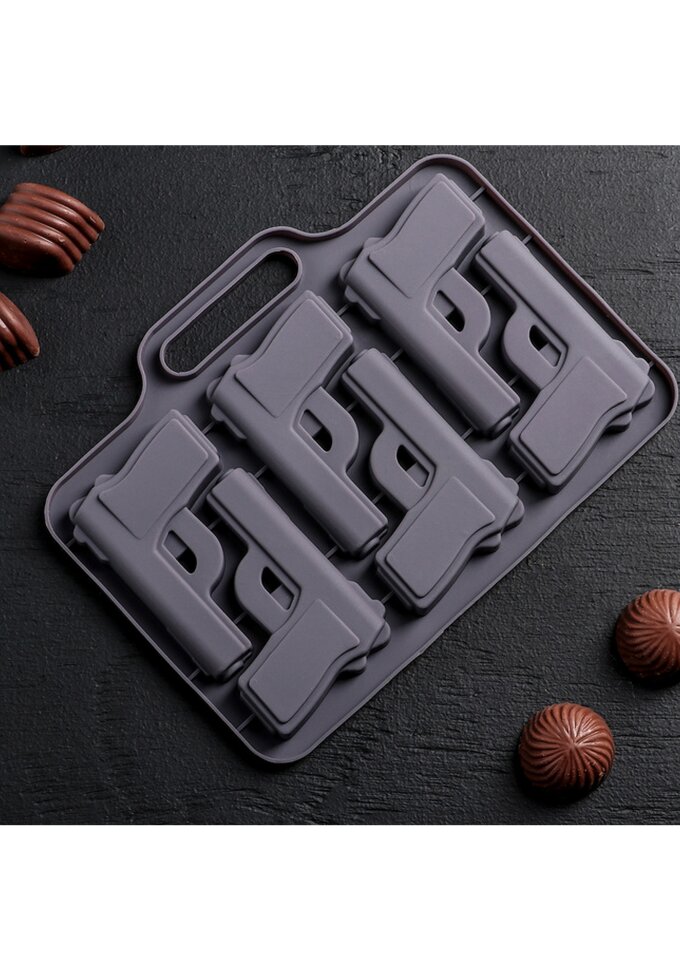 Форма силиконовая для шоколада "Пистолет", 6 ячеек. (Китай) (9453)