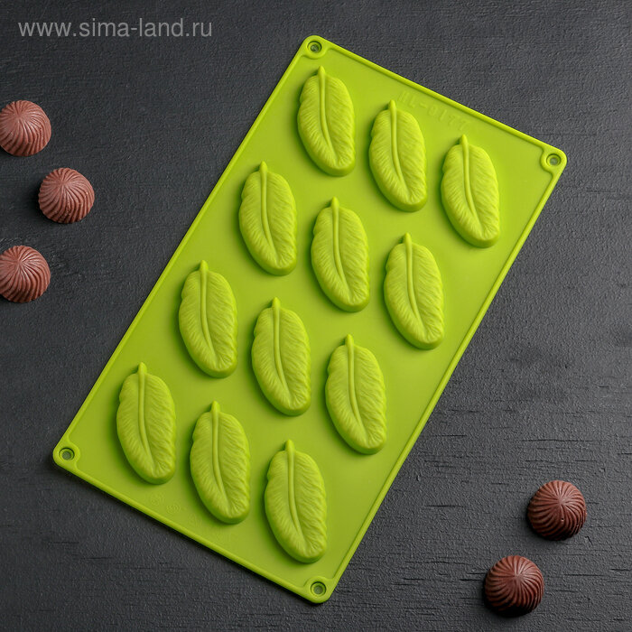 Форма силиконовая для шоколада «Декор. Перо», 29×17 см, цвет МИКС. (Китай)