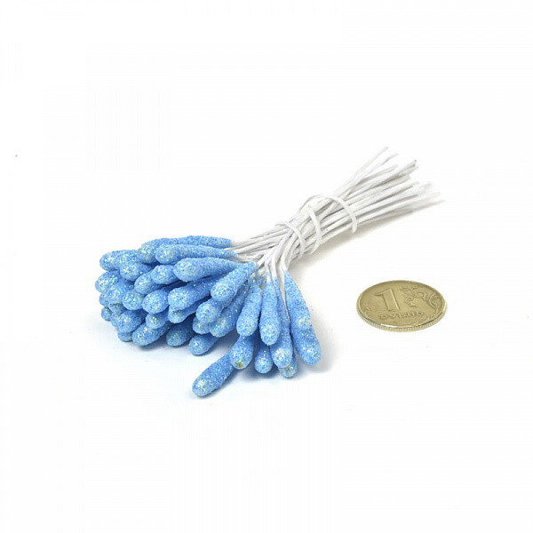 Тычинки для искусственных цветов "Magic 4 Hobby", цвет: голубой (40 шт) (Китай)