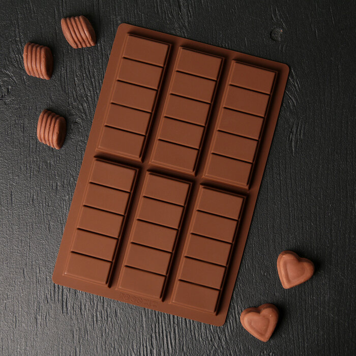 Форма силиконовая для шоколада "Плитка", 6 ячеек. (Китай)(8568)