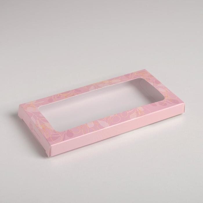 Коробка для шоколада «Радуй себя», с окном ПВХ, 17,3 × 8,8 × 1,5 см.(Россия)(0725)