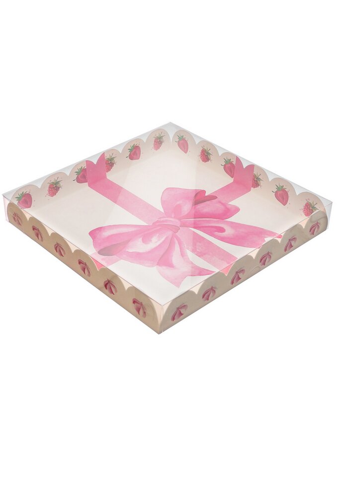 Коробка для кондитерских изделий с PVC-крышкой «Сладости в подарок», 21 × 21 × 3 см.(Китай)(0926)