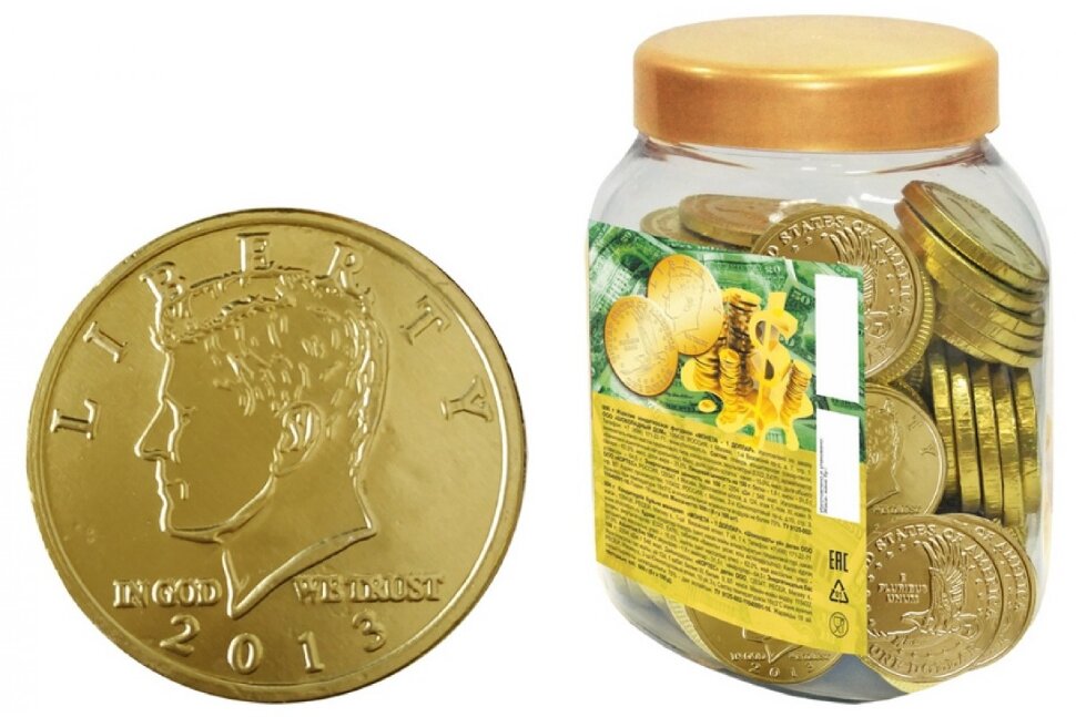 Шоколадная монета " Доллар", 6 гр. 1 шт. (Россия)