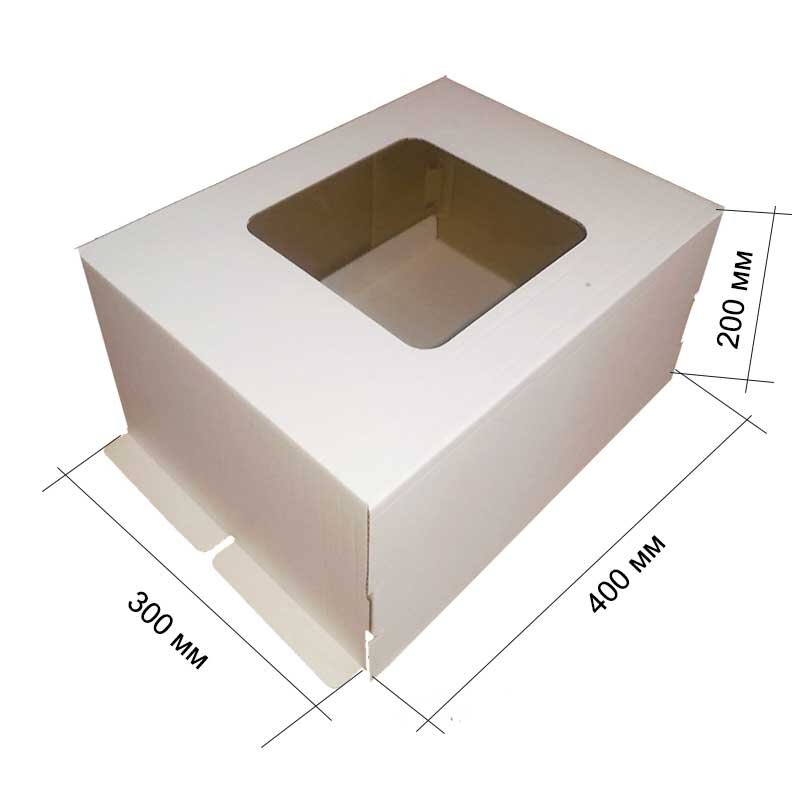 Коробка для торта 40х30х20 см с окном. (Россия)