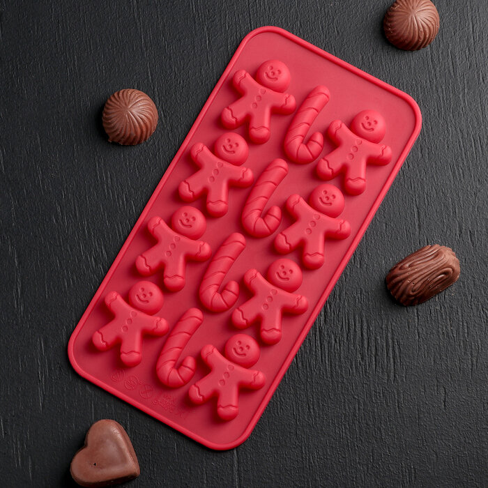 Форма силиконовая для шоколада «Карамельное чудо», 12 ячеек (3,5×3,5 см).(Китай)(8353)