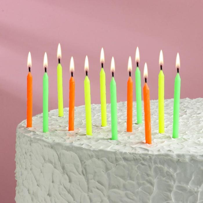 Свечи для торта "Красочные", 9 см, 12 шт.(Россия)(2442)