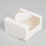 Коробка под бенто-торт с окном, белая, 14 х 14 х 8 см.(Россия)(9581)