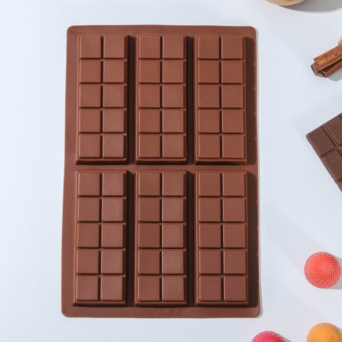 Форма силиконовая для шоколада  «Плитка. Мелкие дольки»,6 ячеек.(Китай)(3460)
