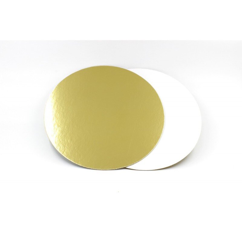 Подложка для торта, D- 24 см, толщина 0.8мм, золотая/белая.(Россия)