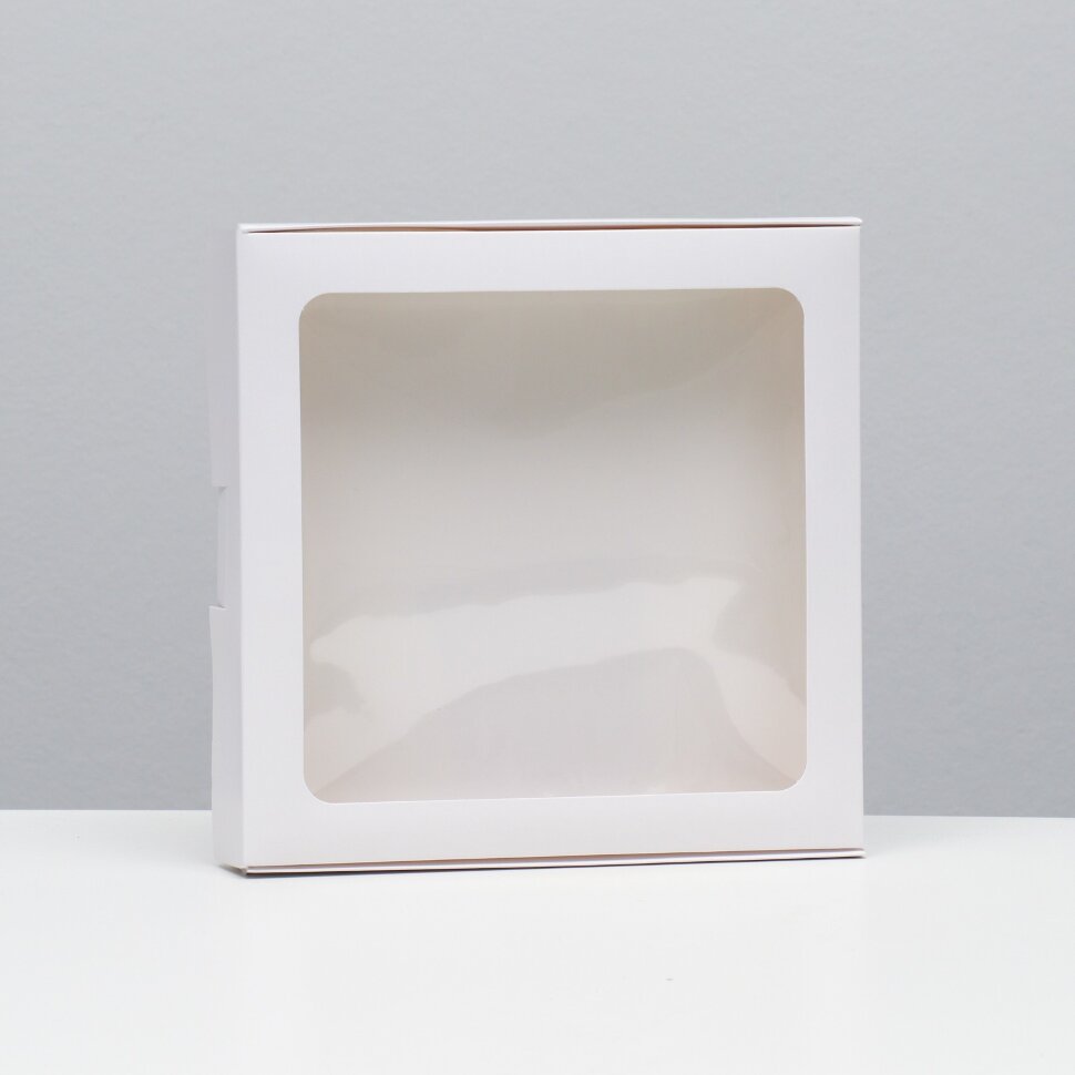 Коробка самосборная, белая, 21 х 21 х 3 см.(Китай)(4620)