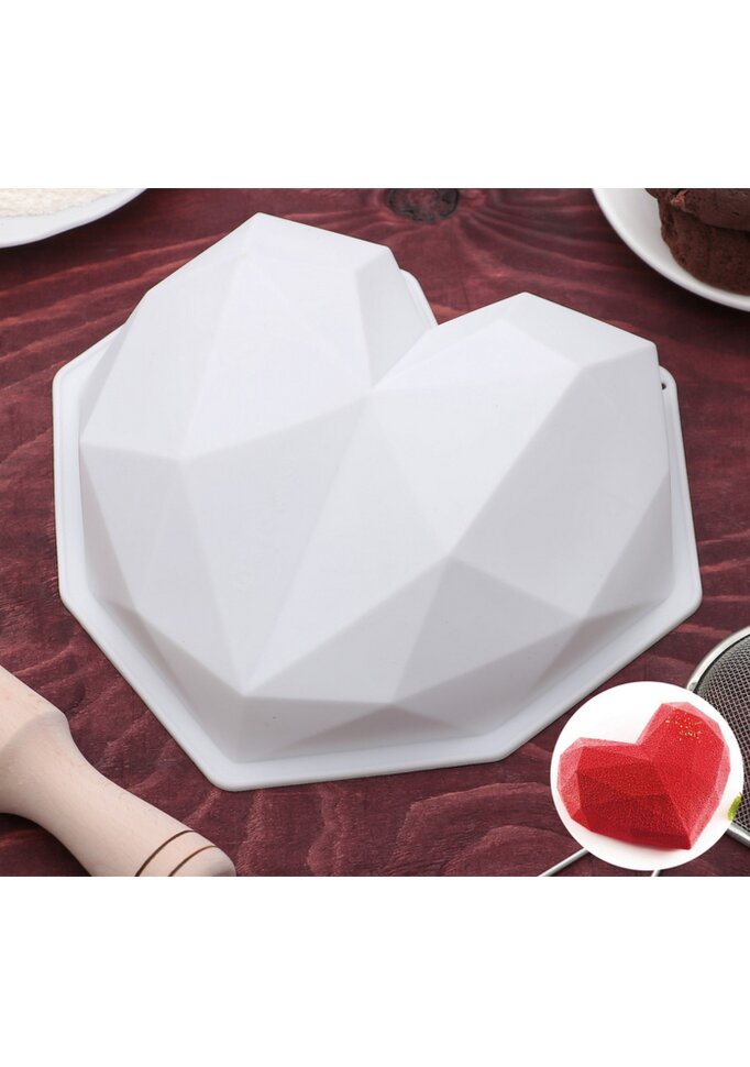 Форма силиконовая для муссовых десертов "Геометрия любви", 21,5х20 см. (Китай)(2009)