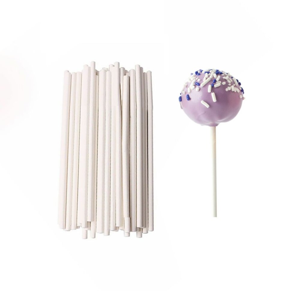 Набор палочек для кейкпопсов (пластик), цвет белый ,10 см.(10 шт.) (Китай)