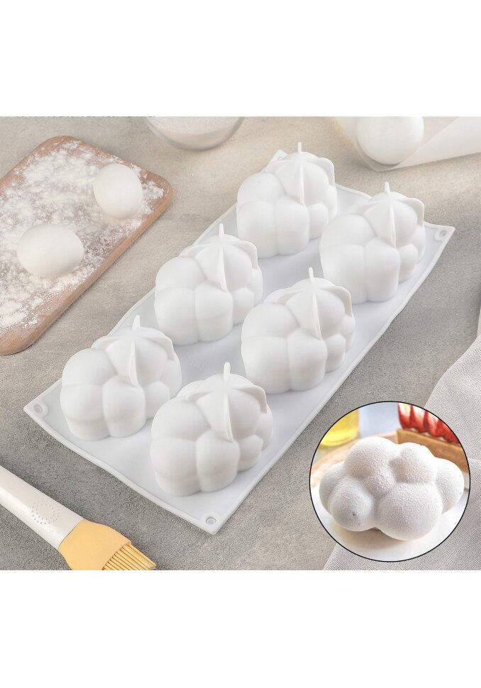 Форма силиконовая для муссовых десертов «Облачко», 6 ячеек.(Китай)(2210)