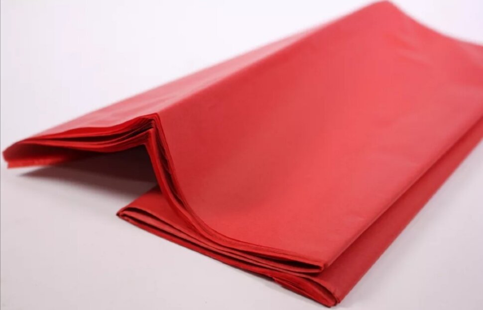Бумага упаковочная тишью, красный, 50х66 см. 1 лист.(Китай))