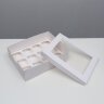 Коробка для 12 капкейков  32,5 х 25,5 х 10 см с окном, белый. (Китай)