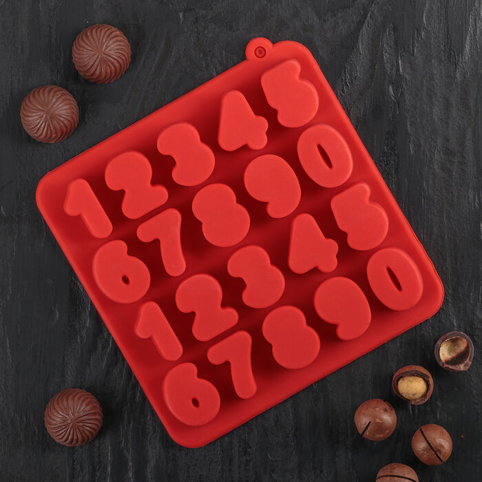 Форма силиконовая для  шоколада "Цифры", 20 ячеек. (Китай) (5567)