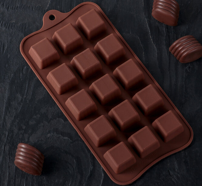 Форма для льда и шоколада "Шоколадные кубики", 15 ячеек. (Китай)