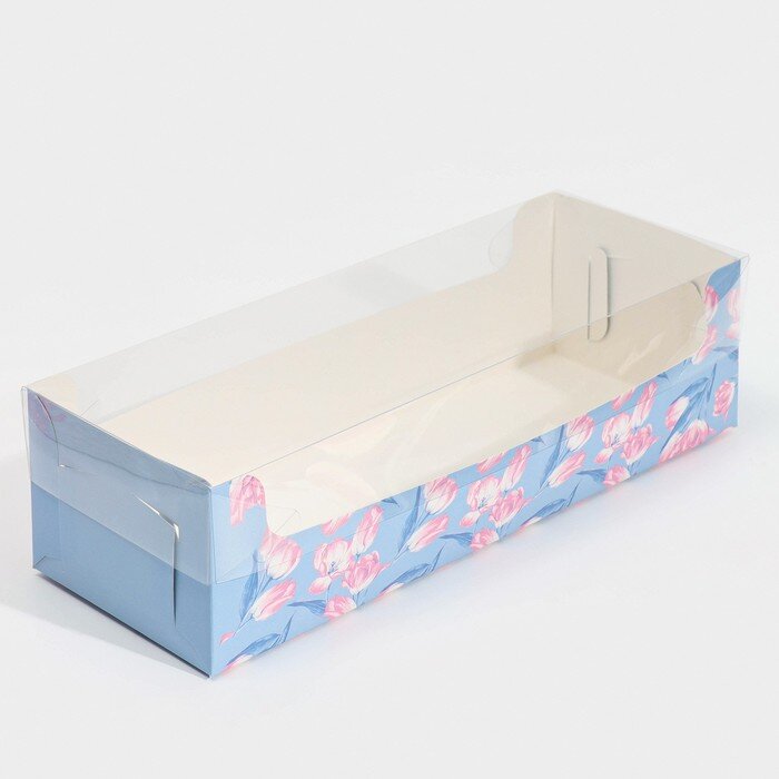 Коробка для кондитерских изделий с PVC крышкой «Нежность», 30 х 8 х 11 см.(Китай)(1752)
