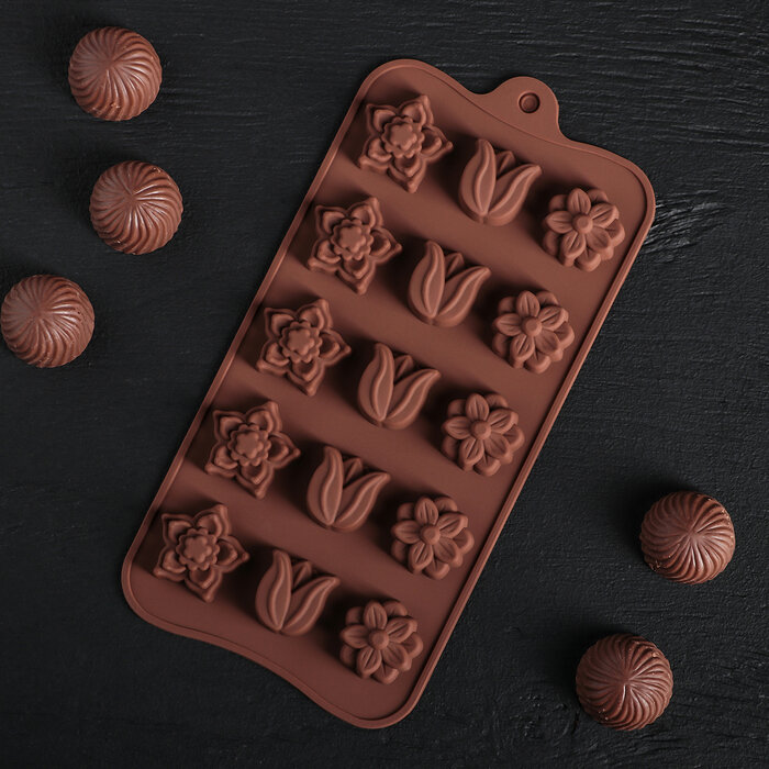 Форма силиконовая для шоколада "Поляна", 15 ячеек. (Китай)(7508)