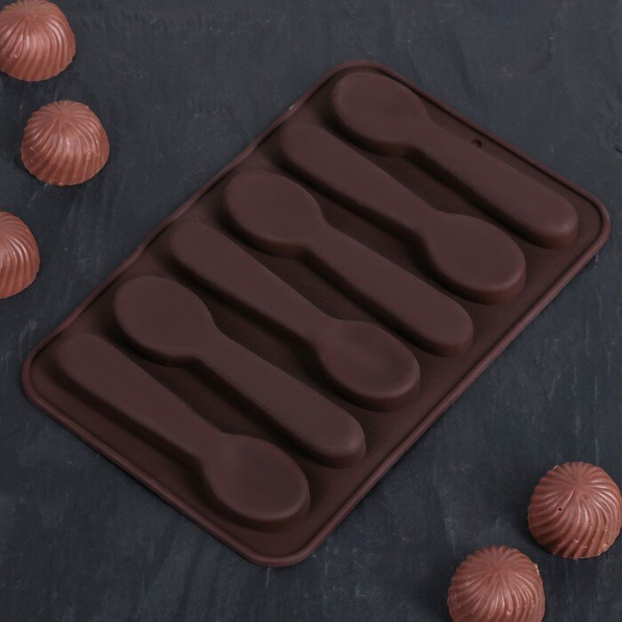 Форма для льда и шоколада "Ложечки", 6 ячеек. (Китай)