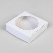 Подарочная коробка сборная с окном,11,5 х 11,5 х 3 см, белый. (Россия) (2949)