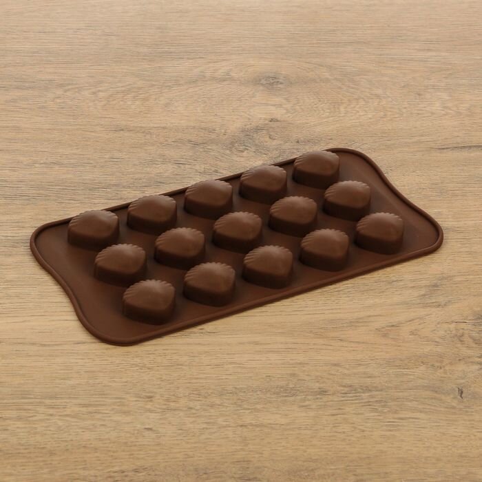 Форма для льда и шоколада, 15 ячеек, "Ракушки", 21.5х11.5 см. (Китай)